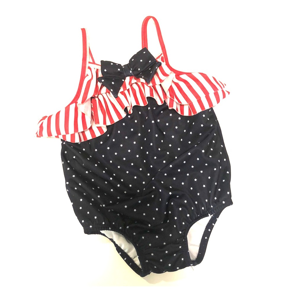 Girl’s American Flag Print One Piece Swimsuit